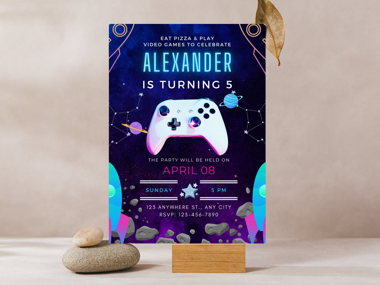 Editable Video Game Birthday Invitation, Gamer Party Template (5x7 Canva)