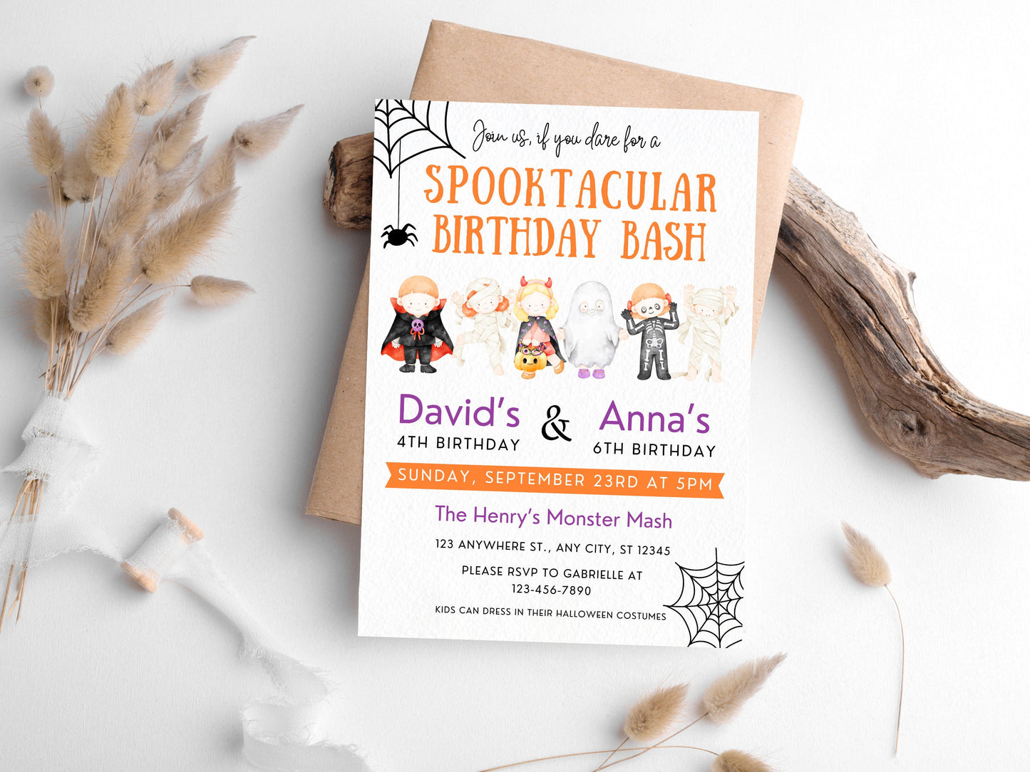 Spooktacular Birthday Invitation Template, Ghost Theme (Instant Download)