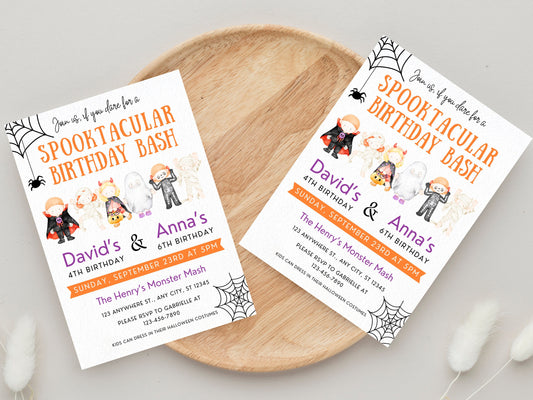 Spooktacular Birthday Invitation Template, Ghost Theme (Instant Download)
