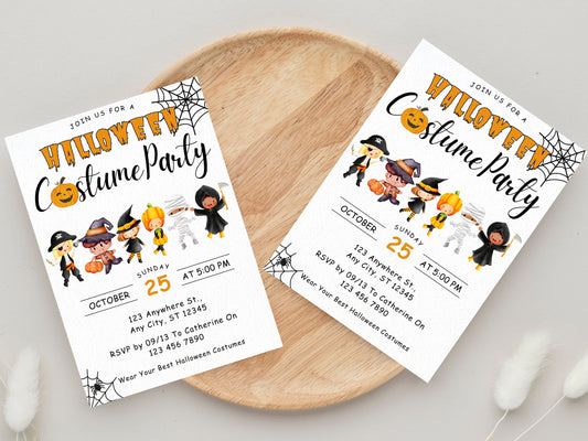 Spooky One Birthday Invitation Template, Halloween Theme (Instant Download)