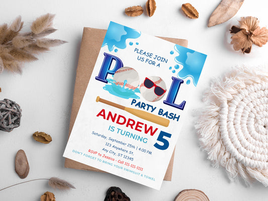 Editable Baseball Birthday Invitation, Sport Party Invite (Digital Download)