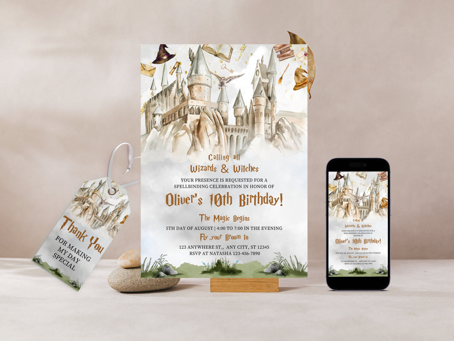 Wizard Birthday Invitation, Magic School Party (Digital Download)