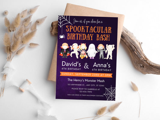 Halloween 1st Birthday Invitation Template, Spooky Ghost Theme (Instant Download)