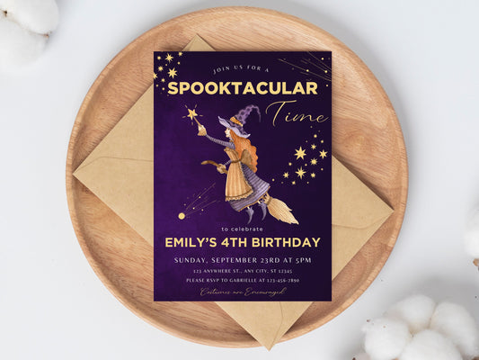 Spooky One Birthday Invitation Template, Ghost Theme (Instant Download)