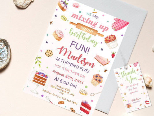 Editable Baking Birthday Party Invitation, Cooking Theme (Digital Download)