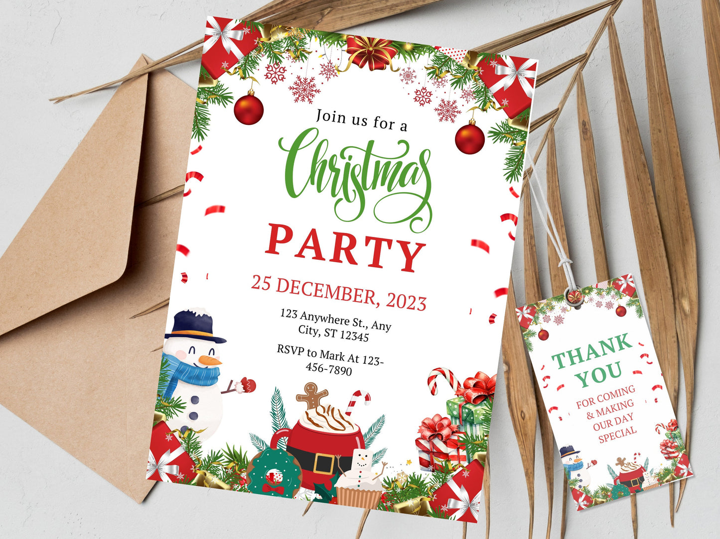 Editable Christmas Party Invitation Template (Digital Download)