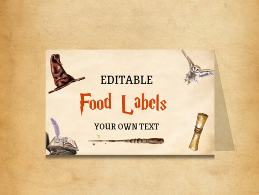 Wizard Birthday Food Labels, Magic School Party (Instant Download)