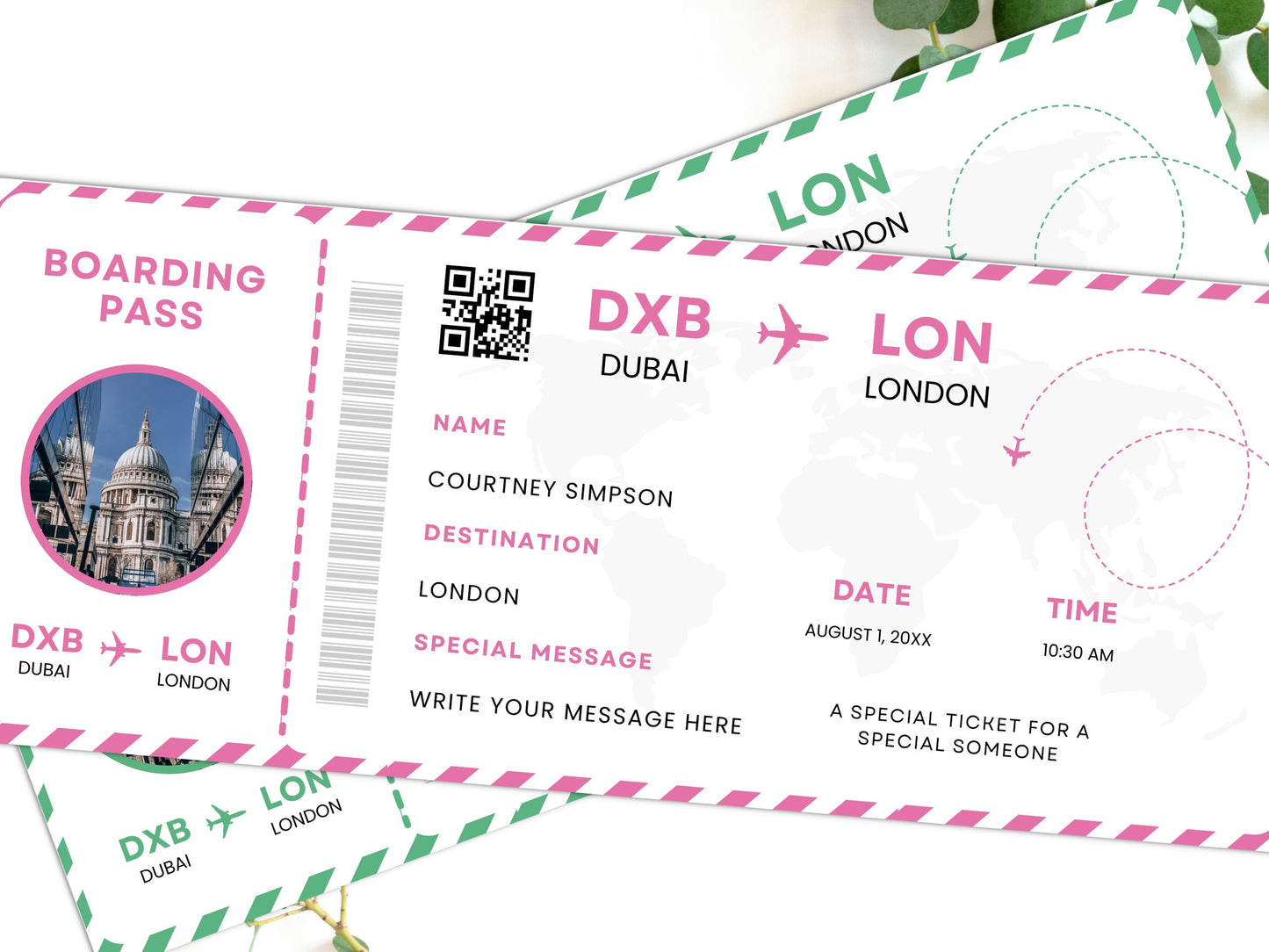 Printable Boarding Pass Template, Surprise Trip Ticket (Canva Editable)