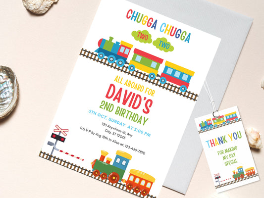 Editable Train 2nd Birthday Invitation Template (Digital Download)