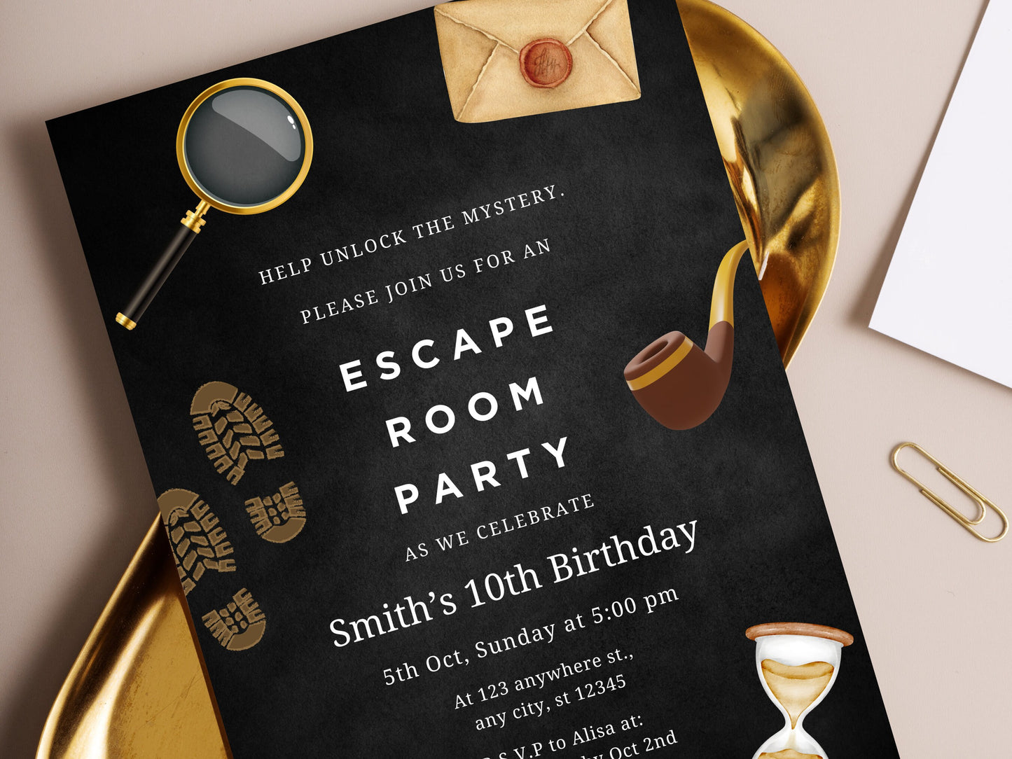 Editable Escape Room Birthday Party Invitation Template (PDF)
