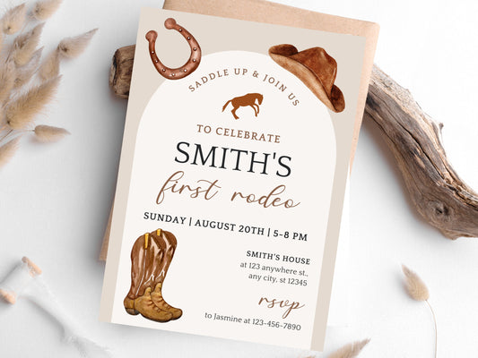 Editable First Rodeo Birthday Invitation, Southwestern Ranch (Digital Download)