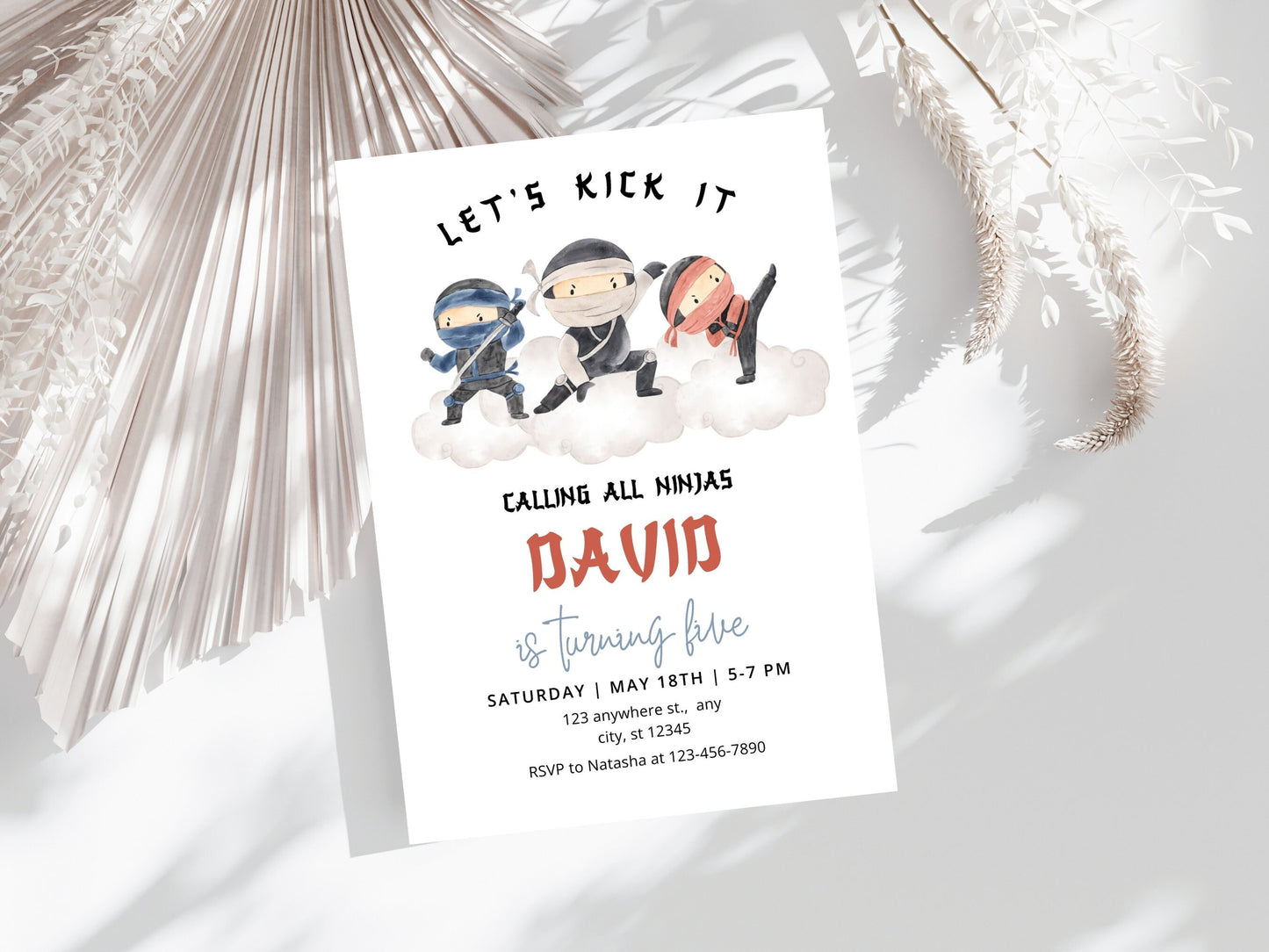 Ninja Birthday Invitation, Editable Karate Party (PDF)
