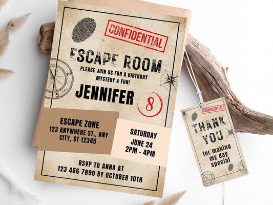 Editable Escape Room Birthday Invitation Template (PDF)