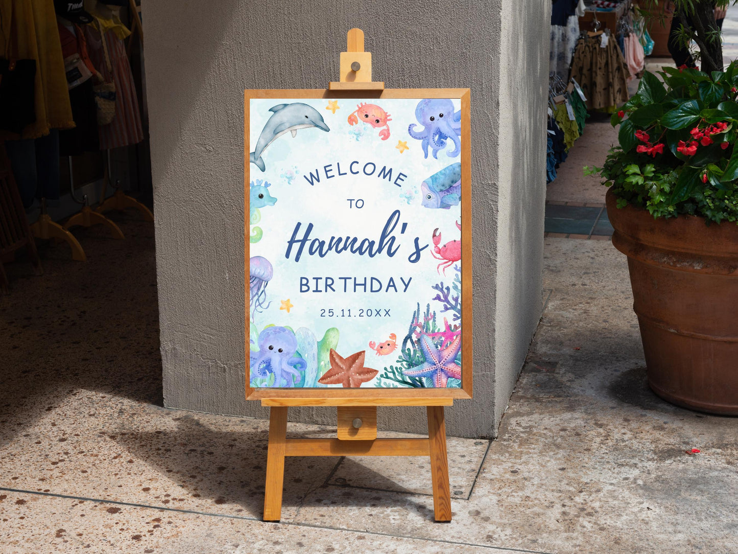 Under The Sea Birthday Welcome Sign, Editable Template (Digital Download)