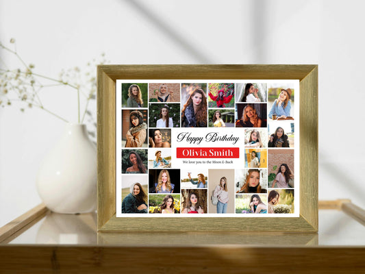 Editable Birthday Photo Collage Template: 26 Photos (Digital Download)