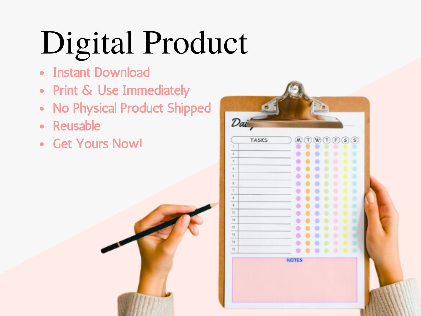 Editable Daily Checklist Template: Colorful Weekly Planner (PDF)