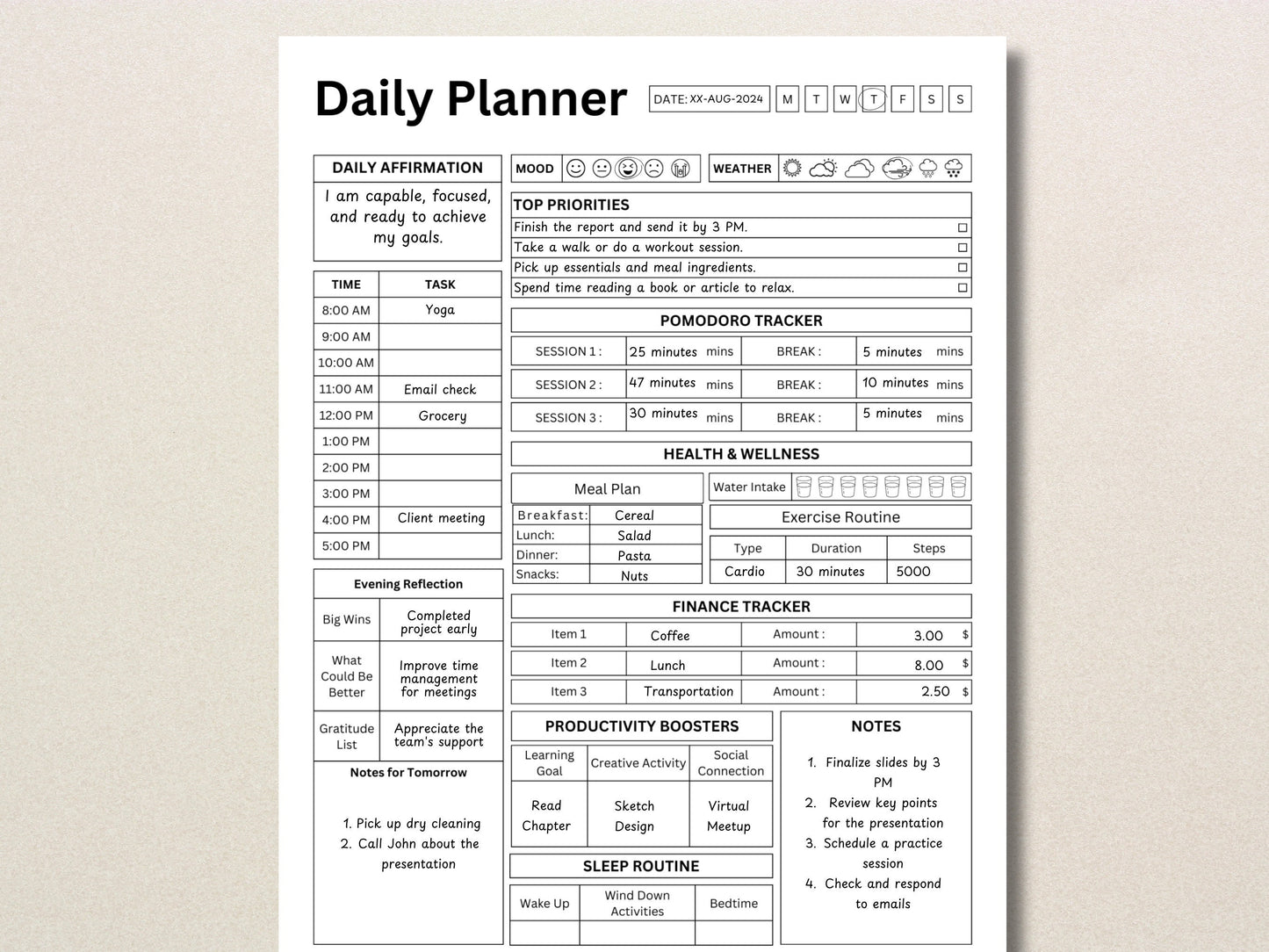 Editable ADHD Planner Set: Hourly, Organized, Printable (Digital Download)