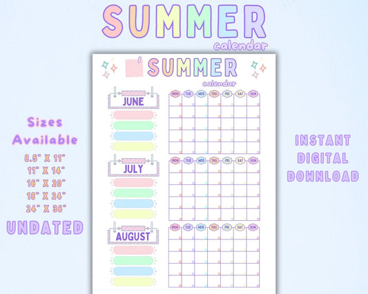 Editable Summer Checklist, Kids Chore Chart (Digital Download)