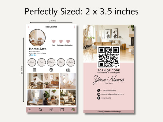 QR Code Business Card Template: Minimalist Design (2x3.5 inches)