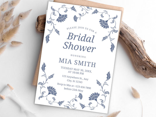 Editable Floral Bridal Shower Invitation Template (PDF)