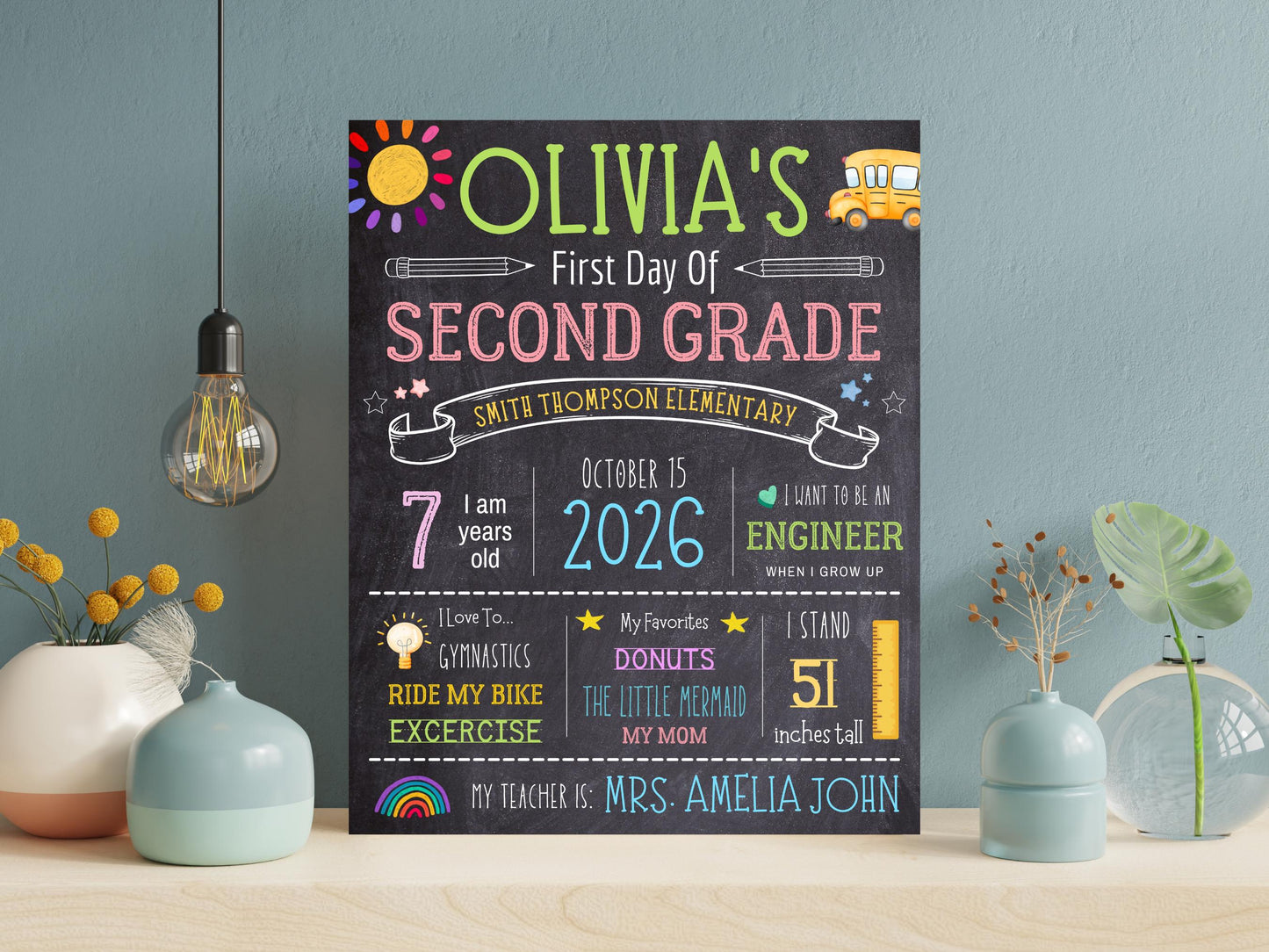 Chalkboard Back To School Sign Template: Editable First Day Design (Digital Download)