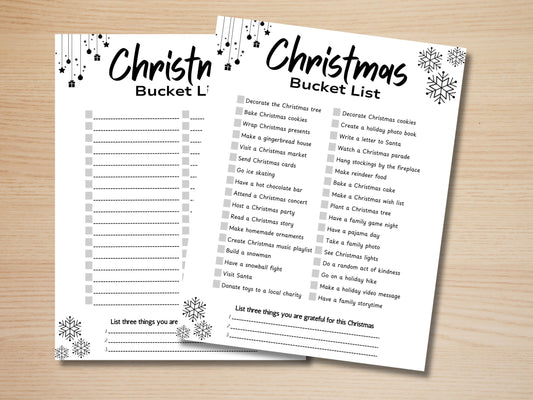 Christmas Bucket List Template: Printable Holiday To-Do List (US Letter)