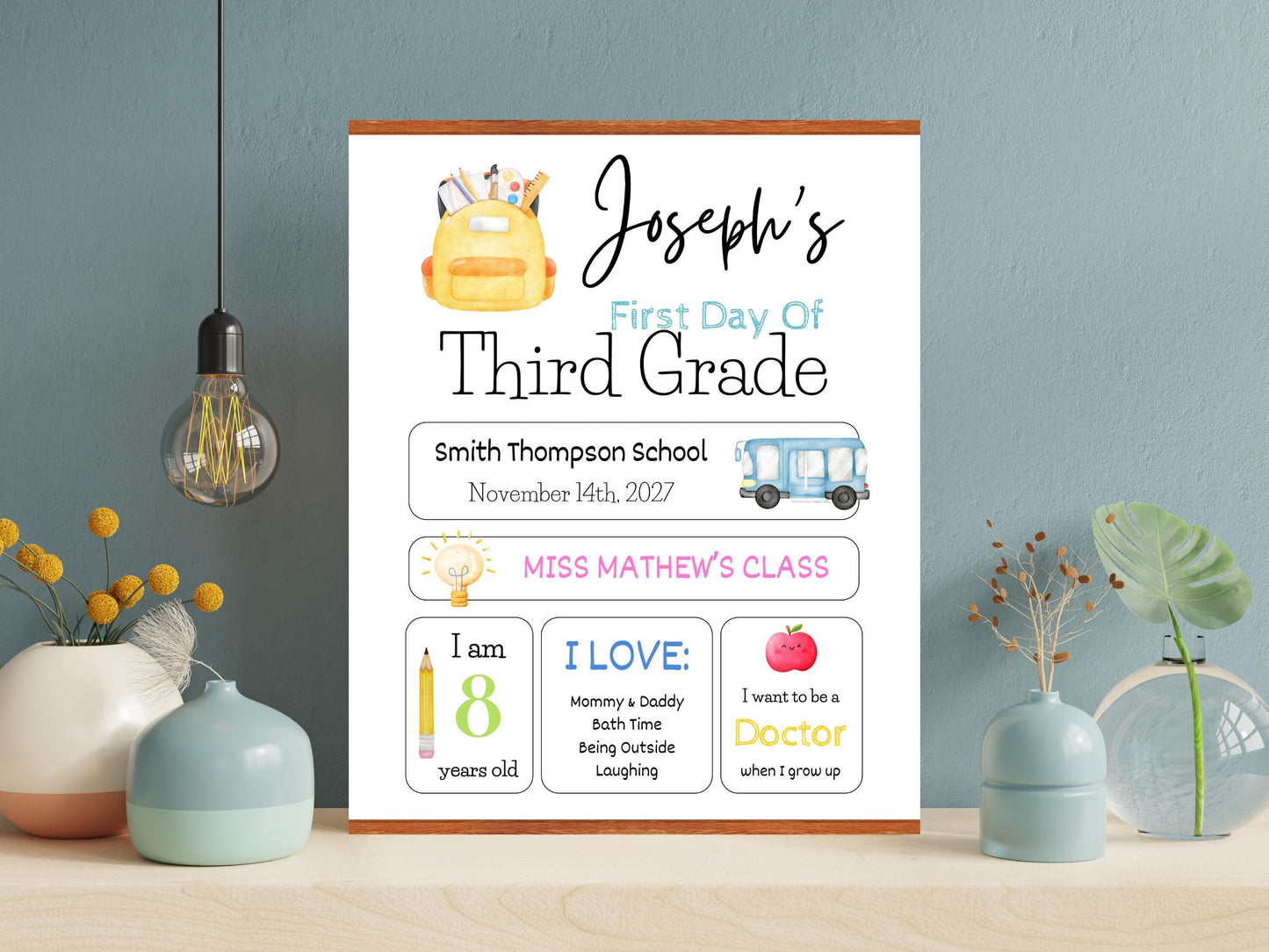 Chalkboard Back To School Sign, Editable First Day Sign (Digital Download)
