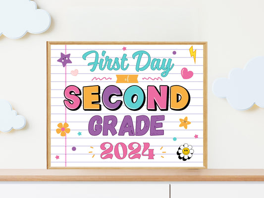 First Day of Second Grade Sign Template, Back To School (Digital Download)