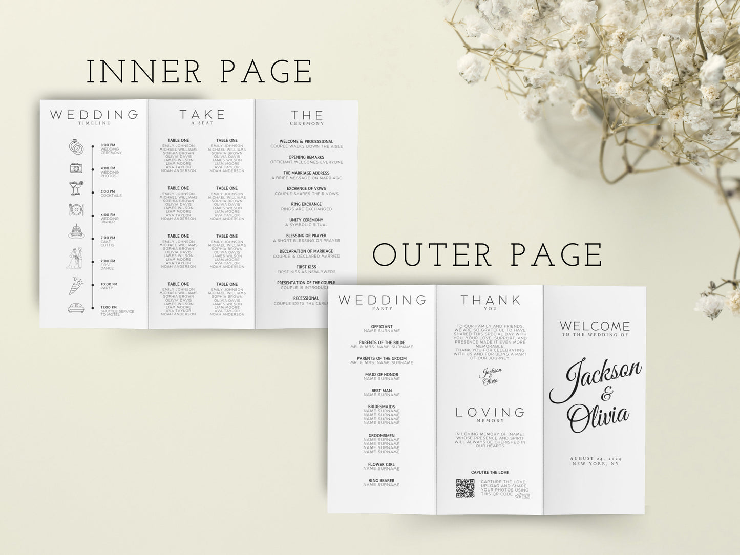 Minimalist Gatefold Wedding Invitation Template (Printable)