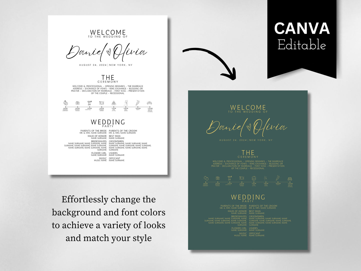 Minimalist Wedding Welcome Sign Template: Editable Poster (Instant Download)