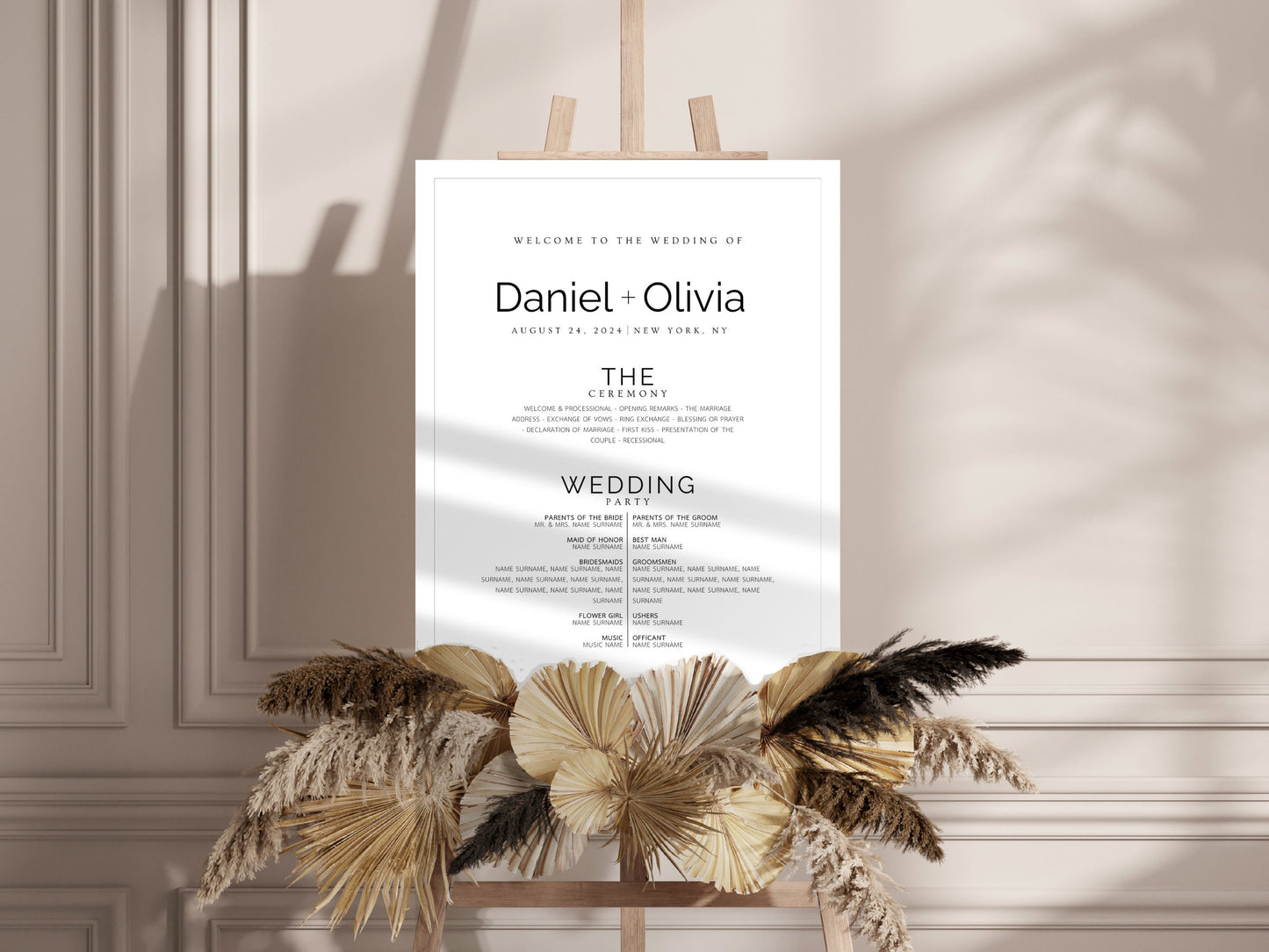 Minimalist Eucalyptus Wedding Welcome Sign Template (Instant Download)
