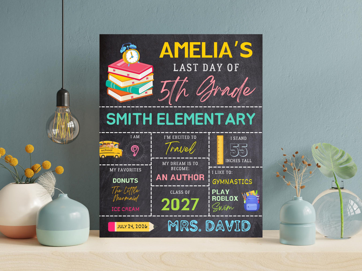 Chalkboard Back To School Sign Template: Editable 8x10 (Digital Download)