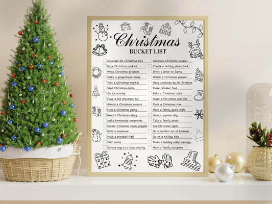 Editable Christmas Bucket List Template | Holiday Planner Printable PDF | Christmas Goals & Traditions Tracker