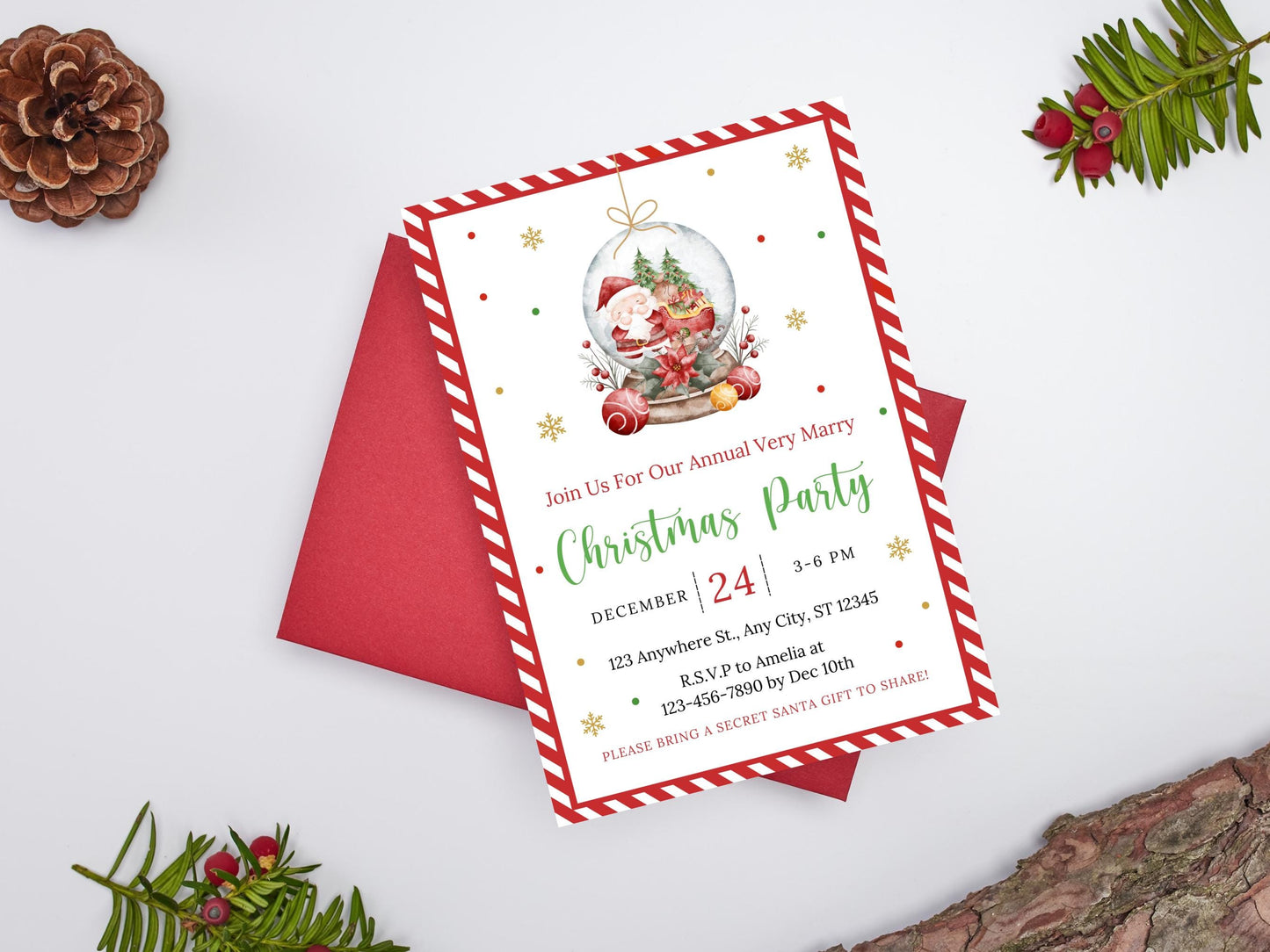 Editable Santa Christmas Party Invitation Template (PDF)