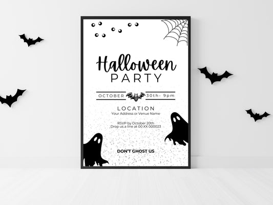 Editable Halloween Party Invitation: Canva Template (Digital Download)