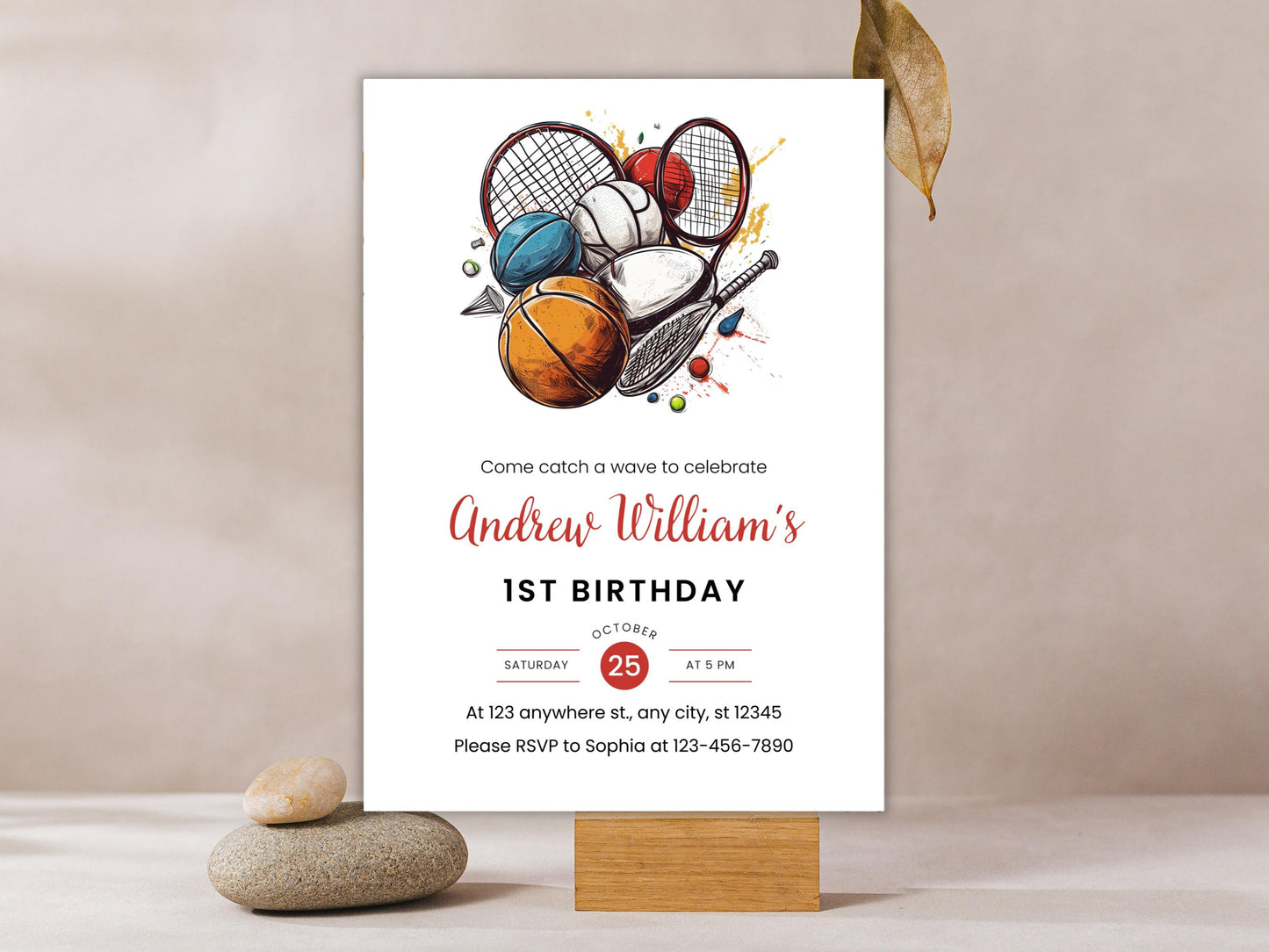All Star Sports Birthday Invitation Template (Digital Download)