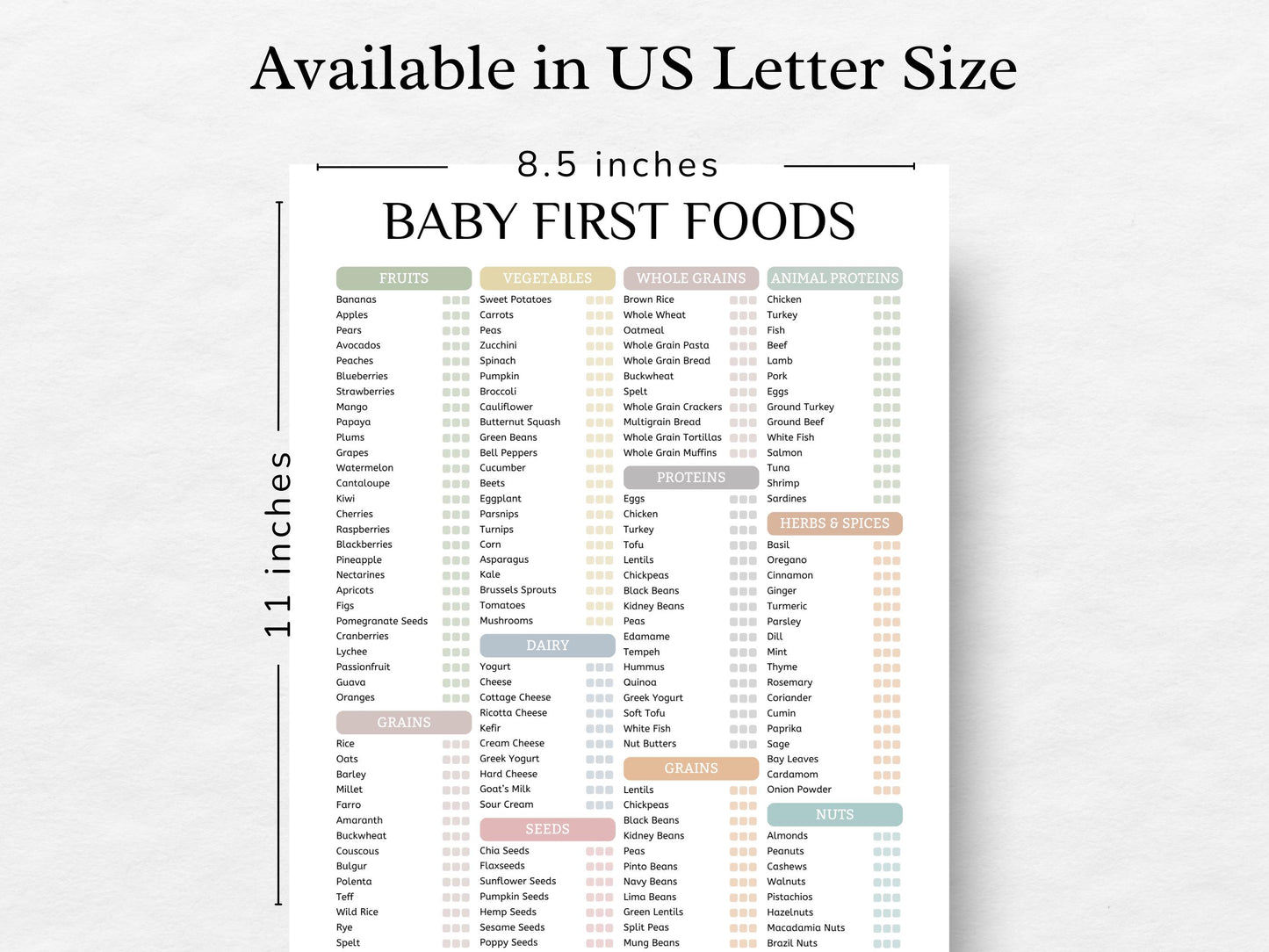 Liste modifiable des premiers aliments pour bébé : Tableau et suivi de la diversification alimentaire (Téléchargement numérique)