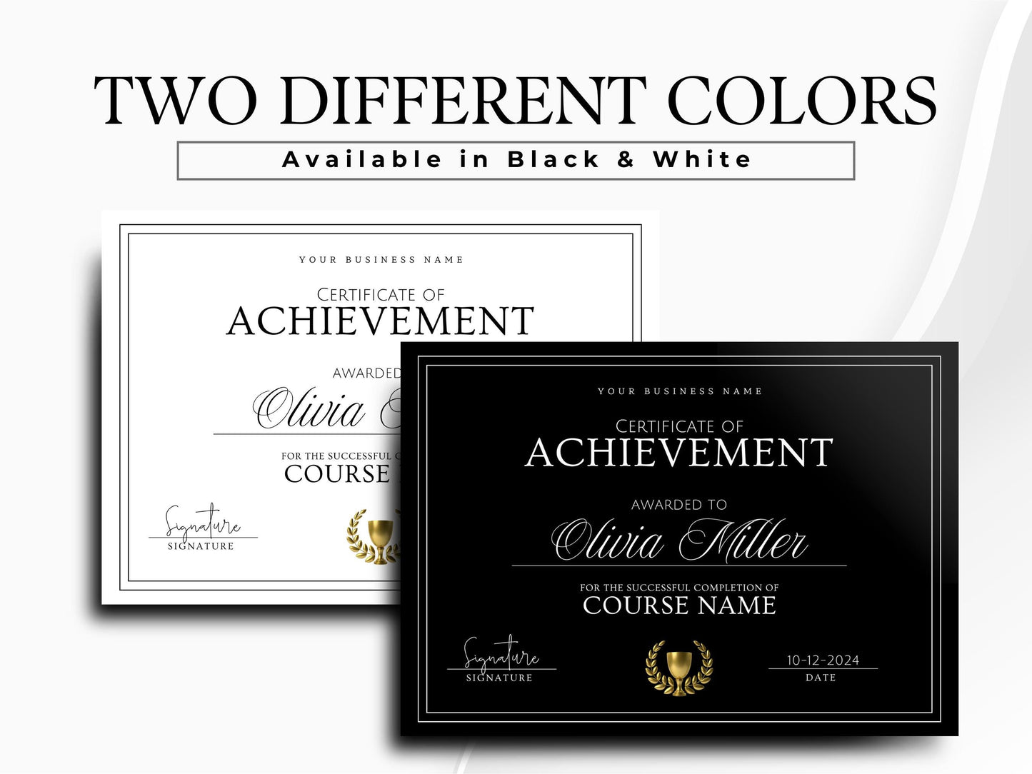 Editable Course Certificate Template: Printable Certificate of Completion (PDF)