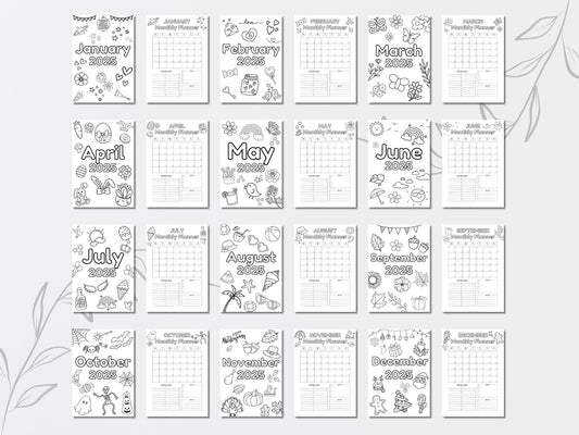 2025 Monthly Calendar Printable: A4 A5 Planner (Digital Download)