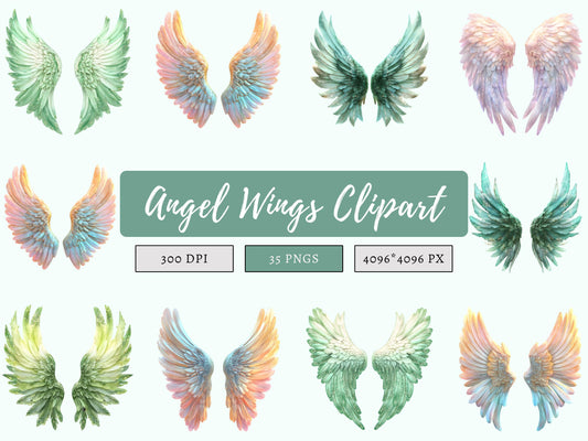 Angle Wings Clipart Bundle, Angle Wings Clipart, Angle Wings png Bundle, Memorial Angle Wings Clipart, Angle Wings png, Digital Download