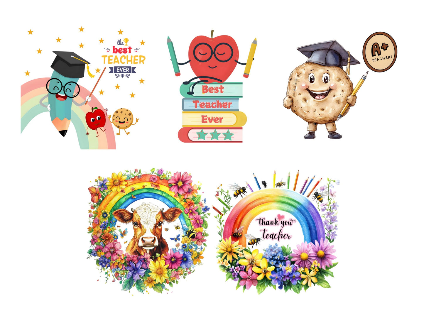 Teacher Appreciation Clipart Bundle png, Watercolor Teacher Appreciation Clipart, Retro Teacher pg Bundle, Teacher png, Digital Download