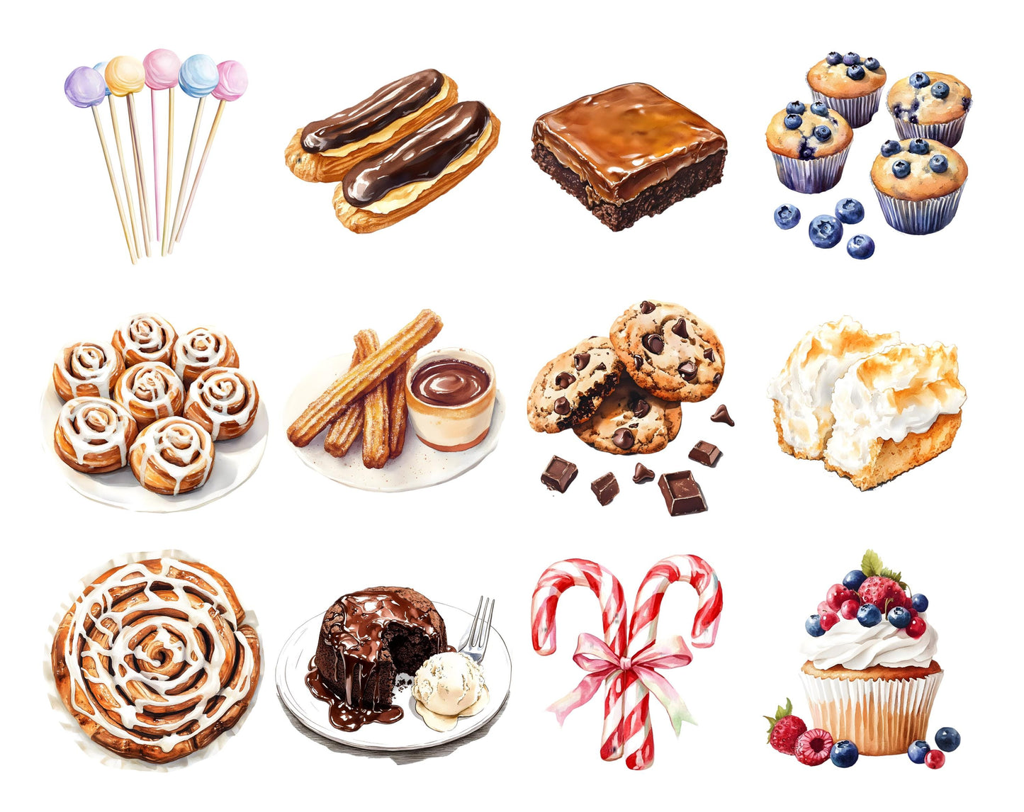 Watercolor Pastel Candy Clipart Bundle (Digital Download)