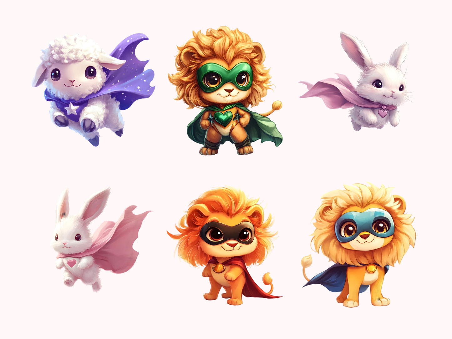 Aquarell-Tier-Superhelden-Clipart-Bundle, Tier-Superhelden-PNG, Superhelden-Clipart, Niedliche Tier-Superhelden-PNG, Niedliche Baby-Tier-PNG