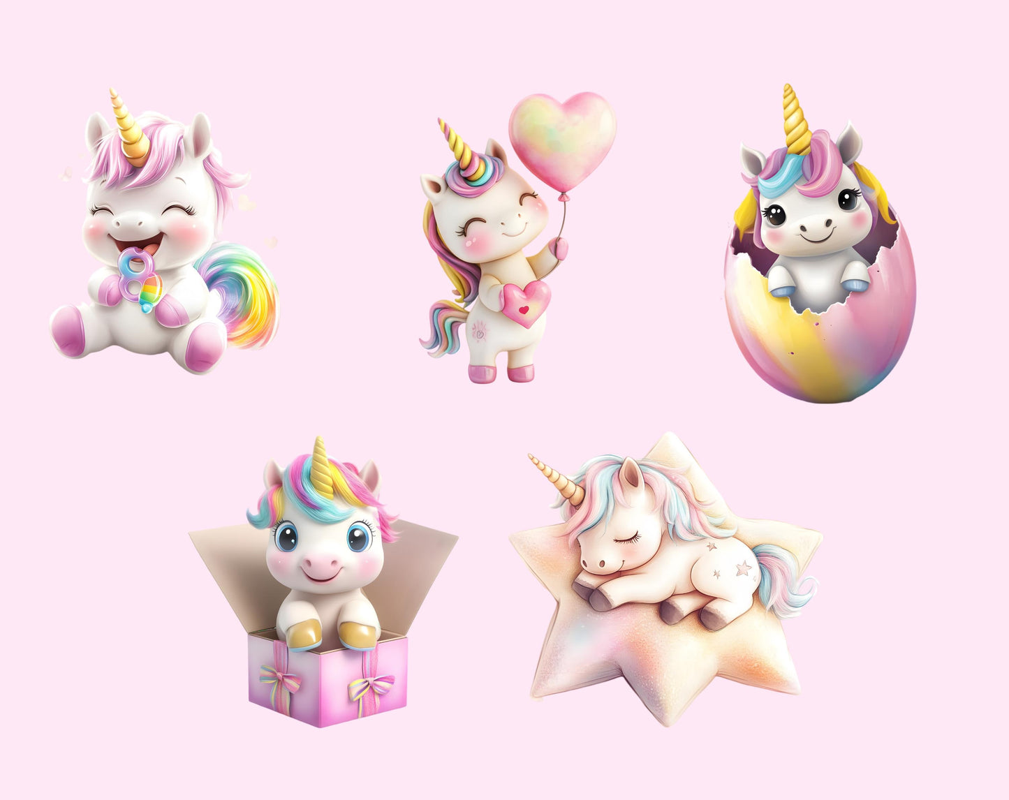 51 Baby Unicorn Clipart, Cute Unicorn png, Baby Unicorn Clipart Bundle, Magical Unicorn Clipart png bundle, Rainbow Unicorn Clipart