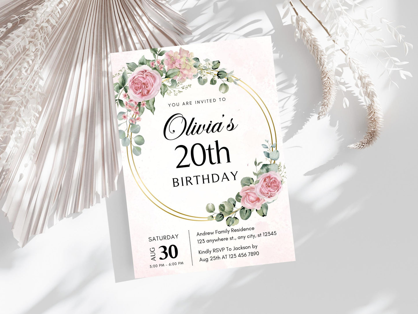 Floral Birthday Invitation Template: Editable Flower Invite (PDF)