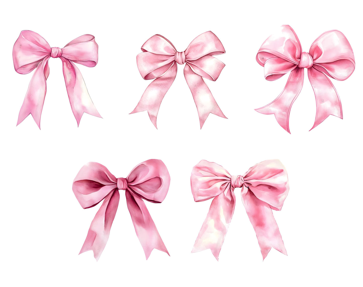 Pink Coquette Bow Clipart Bundle, Watercolor Pink Bow Ribbon Clipart, Coquette Bow png, Bow Ribbon Clipart, Pink Bow png, Bow Clipart