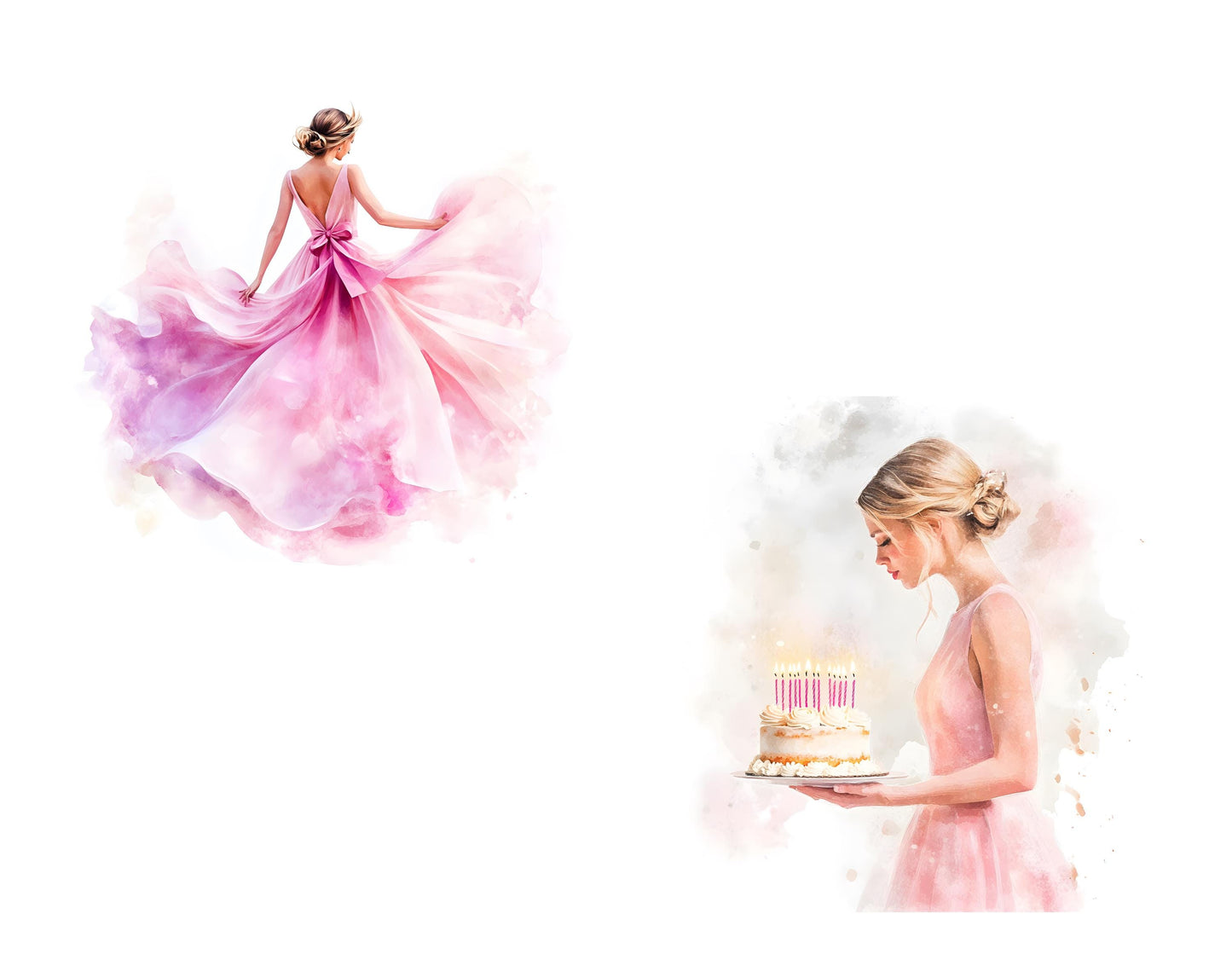 Birthday Girl Clipart png Bundle, Girl Birthday Party Clipart, Watercolor Birthday Girl Clipart, Birthday Clipart Bundle, Digital Download