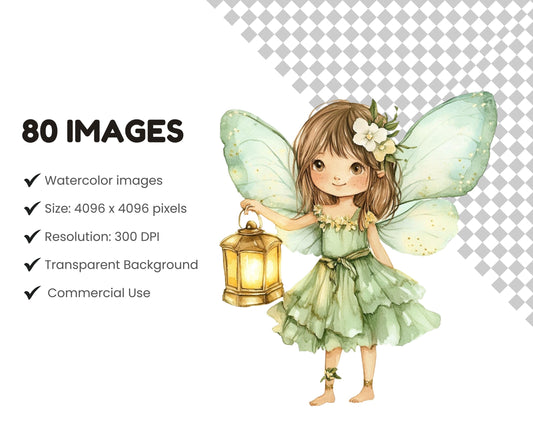 Watercolor Fairy Garden Clipart Bundle, Fantasy Graphics (Digital Download)