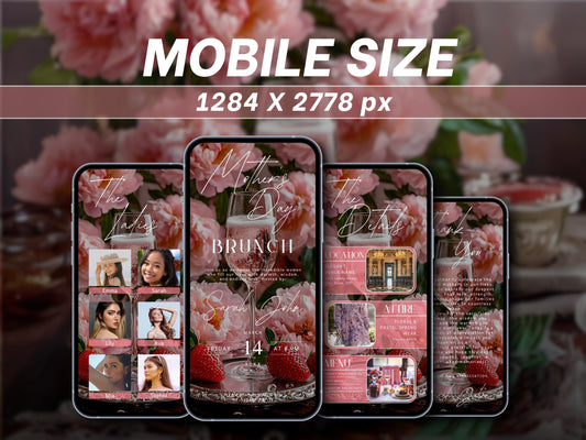 Floral Mother's Day Brunch Invitation Template: Editable Digital Itinerary (MP4, PNG, JPEG, PDF)