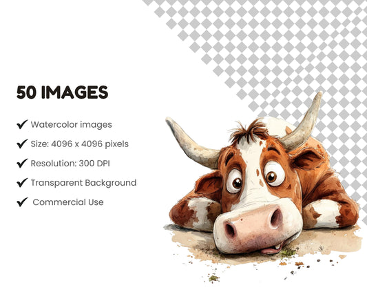 Crazy Cow Clipart, Funny Cow Clipart png Bundle, Cow Clipart png, Cute Cow Clipart, Funny Cow Face Clipart, Cute Animal Clipart png